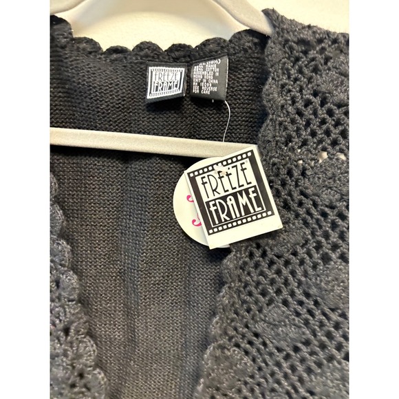 VTG NWT 90's Floral Knit‎ Cardigan Vest Cottagecore By Freeze Frame SEARS - Picture 3 of 7